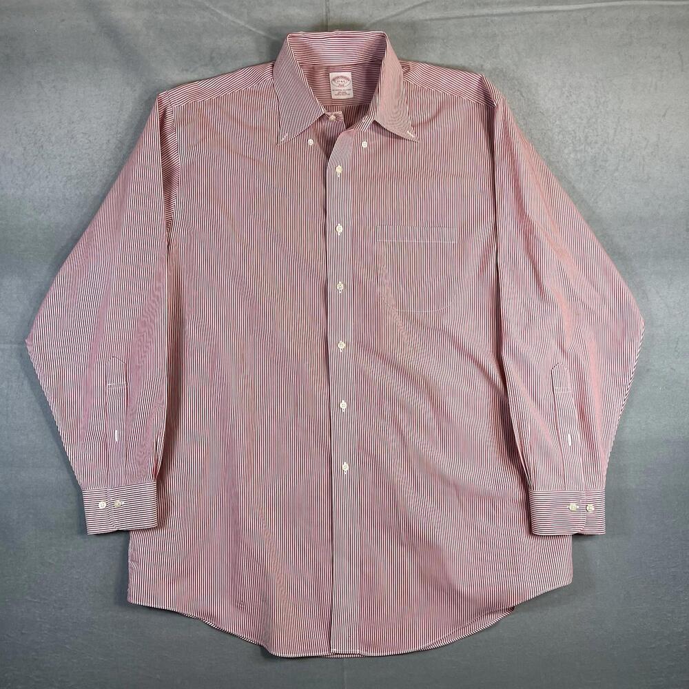 Brooks Brothers Shirt Mens 17-4/5 Red Striped Original Polo 346 Button Down - Picture 2 of 7